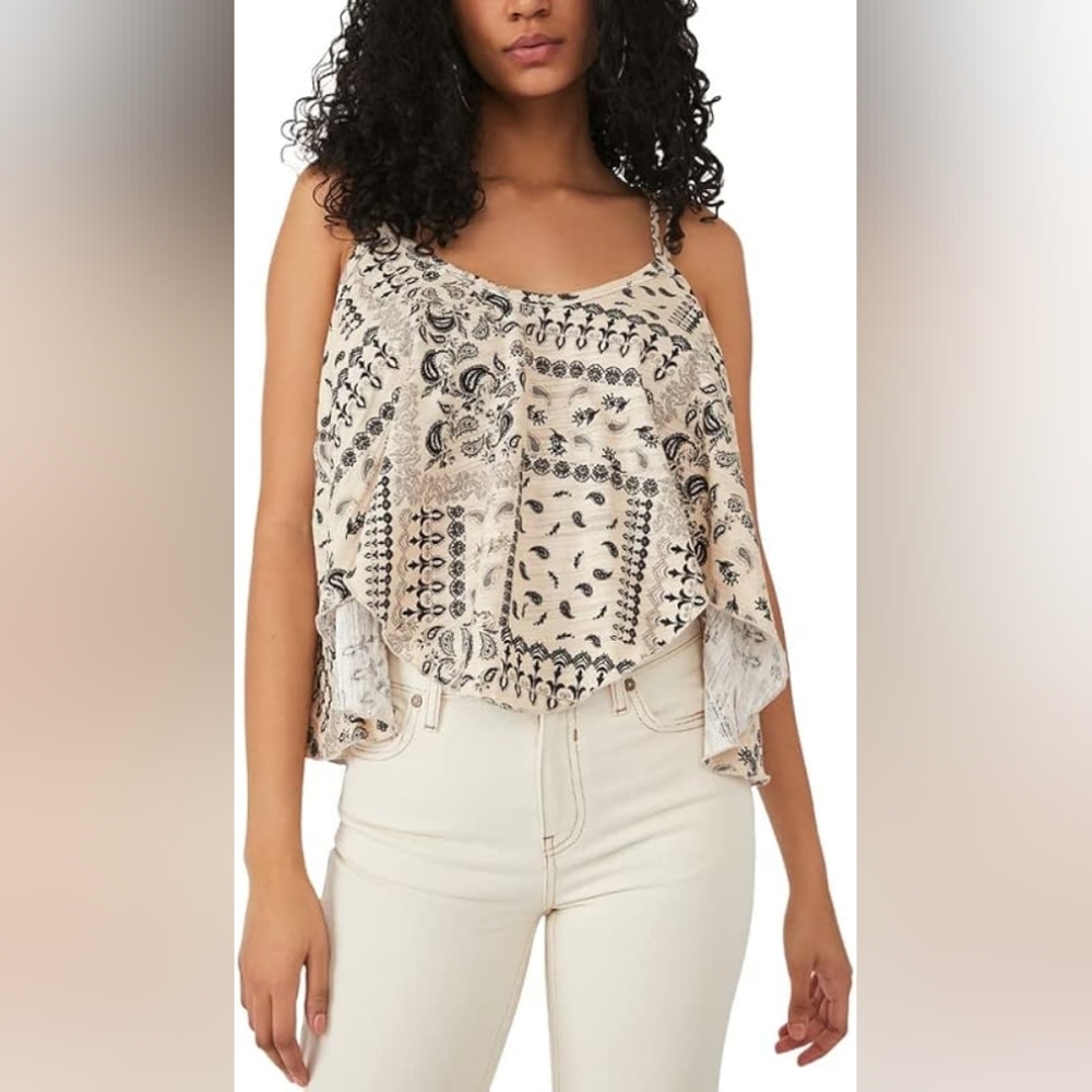 Free People Hey Girl Handkerchief Paisley Top XS